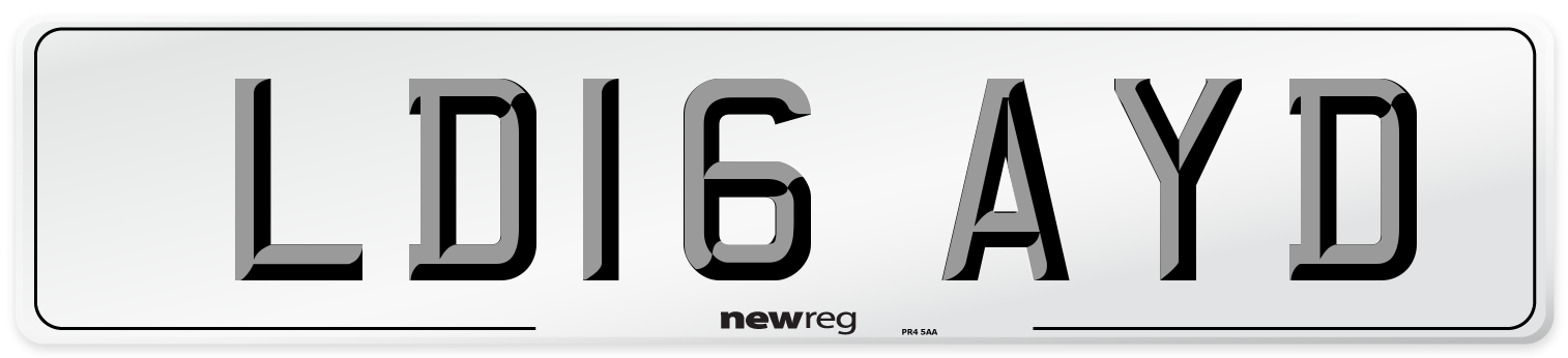 LD16 AYD Number Plate from New Reg